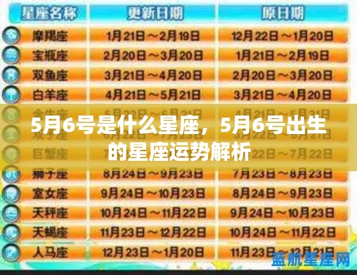 5月6号星座运势解析,揭秘出生者的星座特点与运势走向