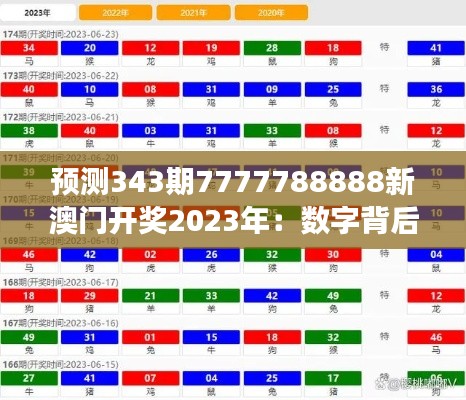 预测343期7777788888新澳门开奖2023年:数字背后的故事