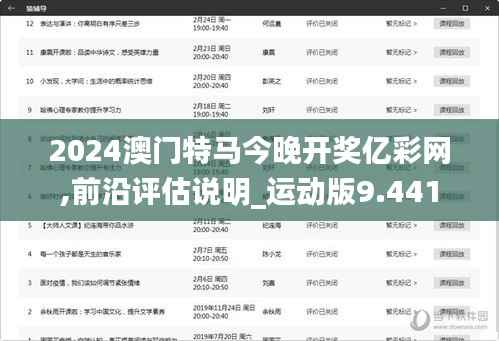 2024澳门特马今晚开奖亿彩网,前沿评估说明_运动版9.441