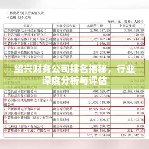 绍兴财务公司排名揭秘,行业深度分析与评估