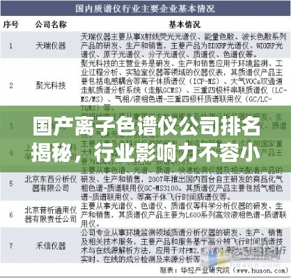 国产离子色谱仪公司排名揭秘,行业影响力不容小觑