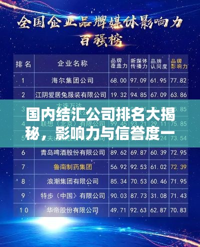 国内结汇公司排名大揭秘,影响力与信誉度一览